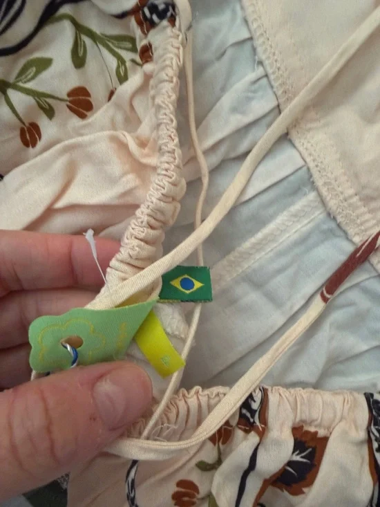 Floral Farm Rio Jumpsuit Dress in Cream with Multi-Color Print from Brazil - Picture 3 of 4